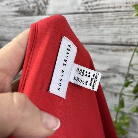 Susan Graver Dress Large Pet Fire Orange Lagenlook Layered Knee Stretch Cocktail - Picture 13 of 13